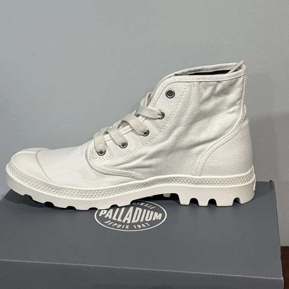 PALLADIUM PAMPA HI ORIGINAL CANVAS BOOTS WHITE HIGH TOP SNEAKERS WOMENS 9.5 READ - Picture 9 of 12